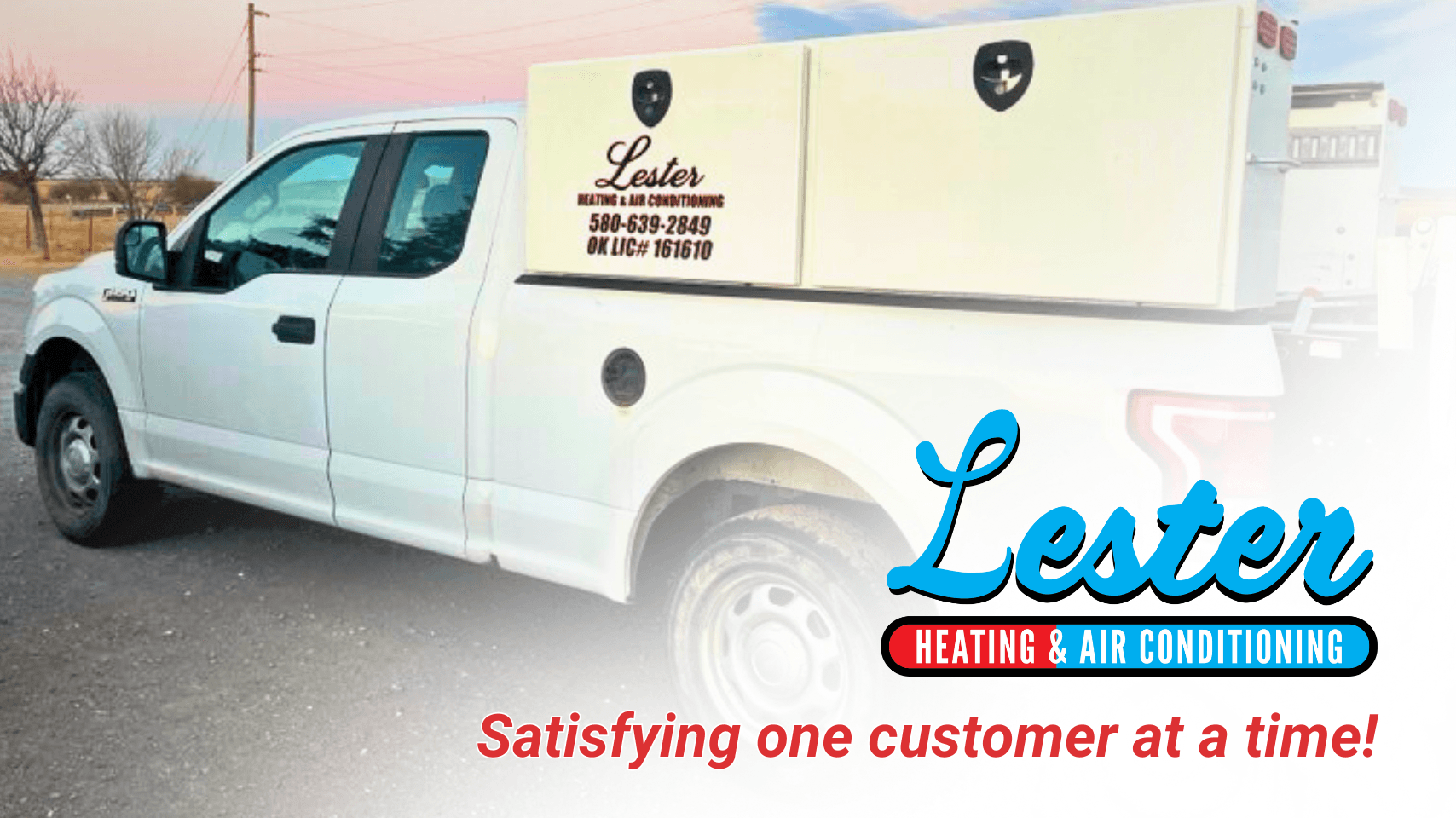 Image for the Lester Heat and Air company truck with company logo